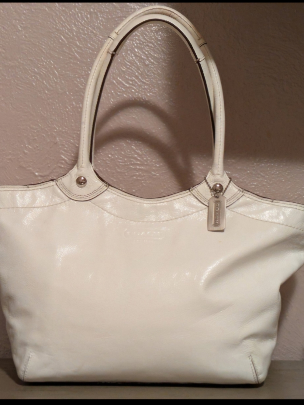 Coach Bleeker Vintage White Leather Tote